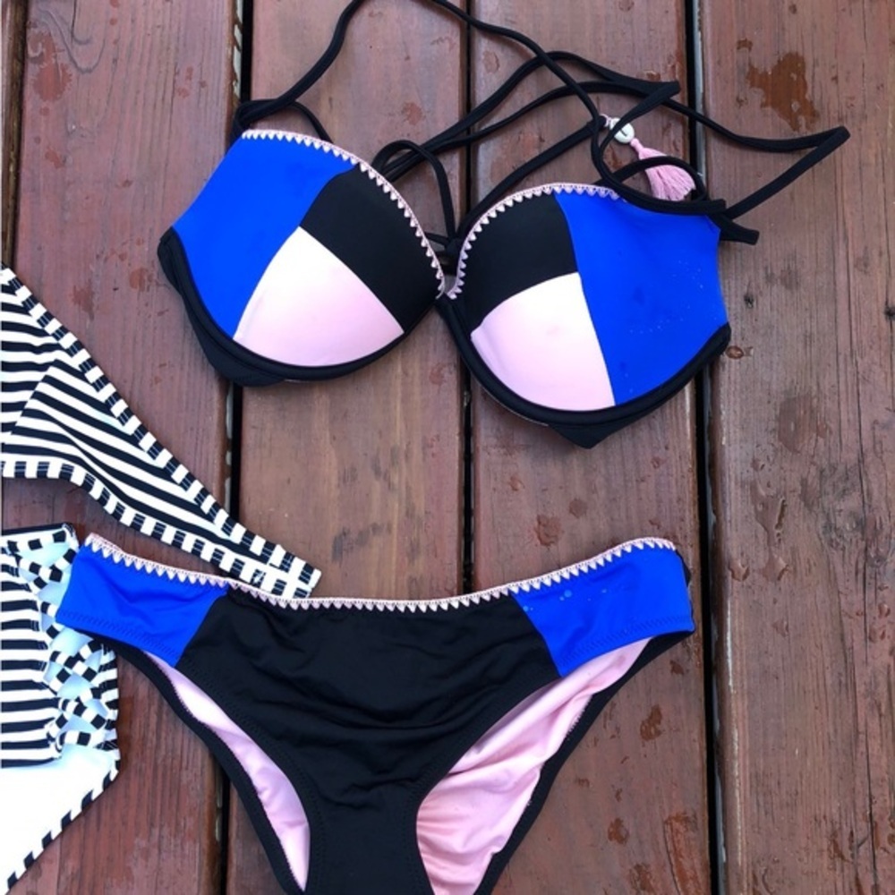 Colorblock Mismatch Bikini Set